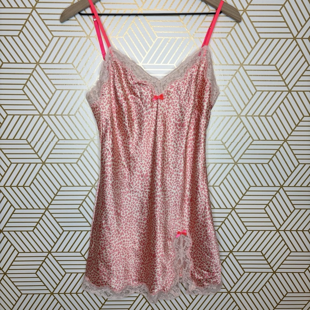 Victoria's Secret Pink Cheetah Lace Slip Dress Y2K Small Coquette Babydoll Fairy
